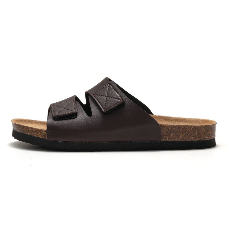Spring and summer men's cork slippers Korean style men's sandals Velcro beach shoes image 3