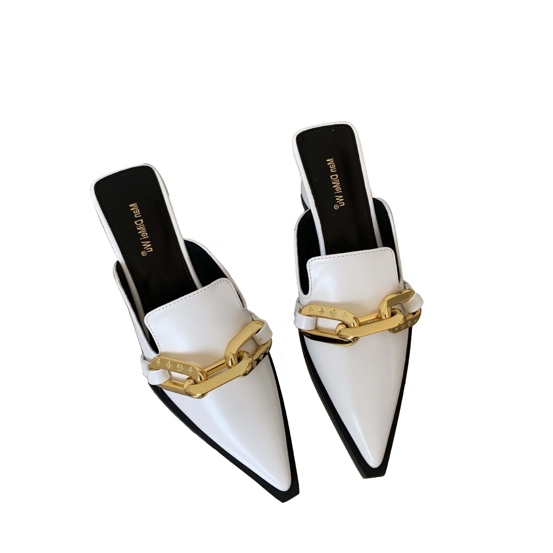 Pointed toe sandals, toe cap toe half slippers, fashionable outer slippers for women