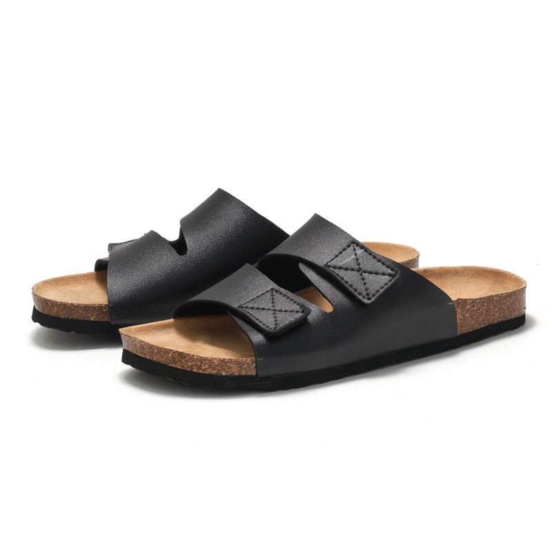 Spring and summer men's cork slippers Korean style men's sandals Velcro beach shoes image 7