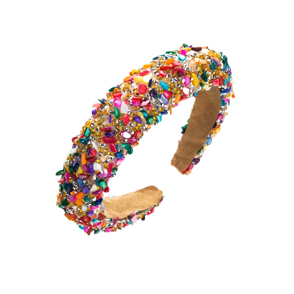 Wide padded fabric headband with open hoop silhouette