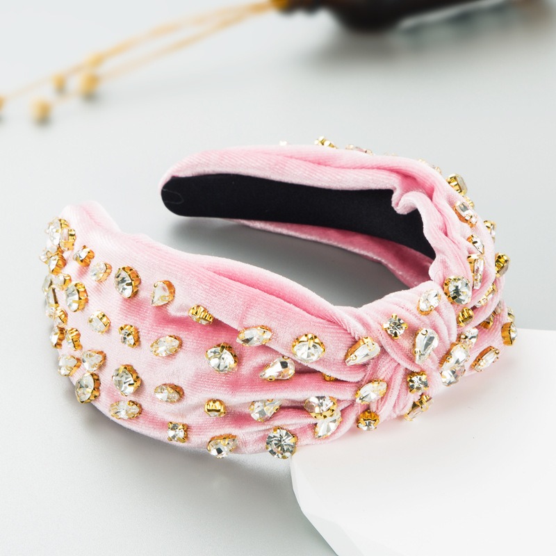 Blush pink rhinestone headband with rounded structure