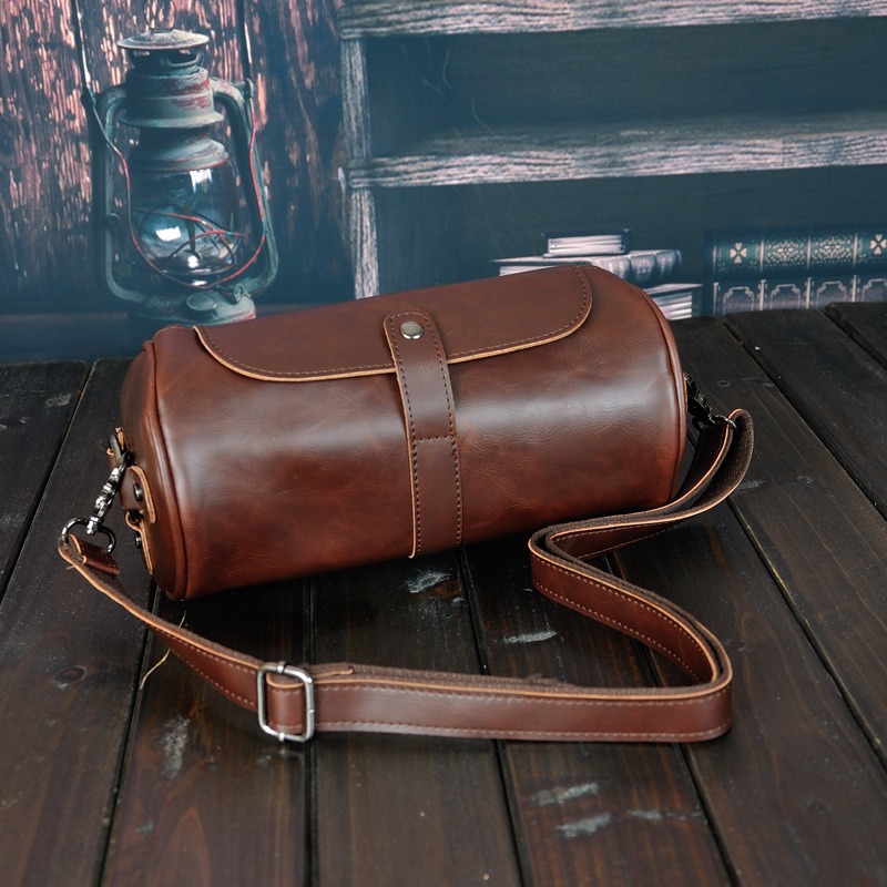 Fashionable Single Shoulder Cylinder Bag Retro Trendy and Personalized Creative Cylinder Bag