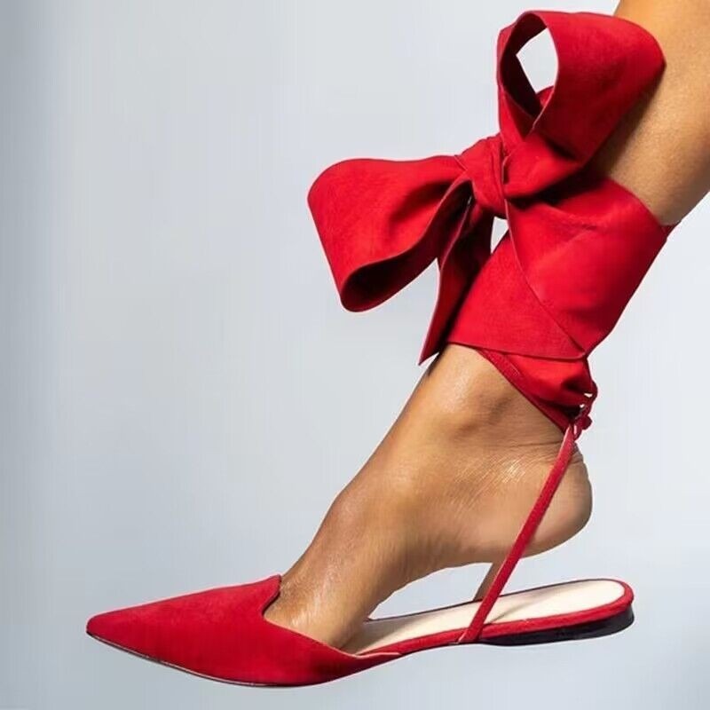 Baotou back empty sandals for women European and American pointed toe flat bottom ankle strap women's shoes
