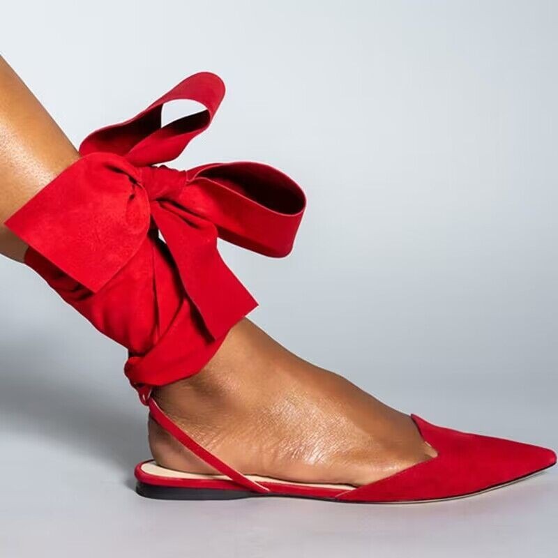 Baotou back empty sandals for women European and American pointed toe flat bottom ankle strap women's shoes image 4