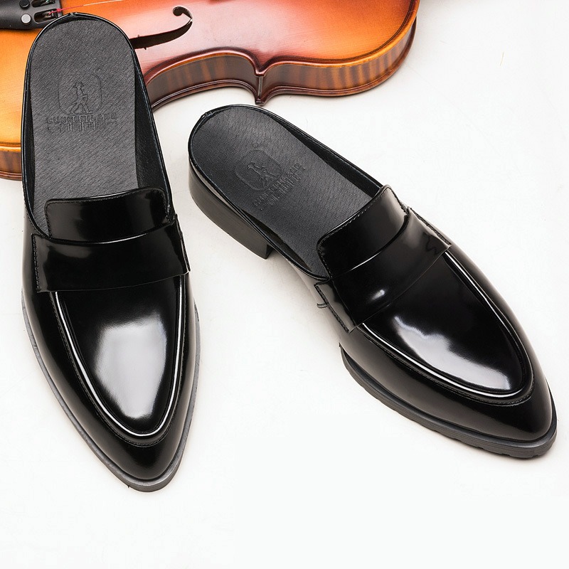 Men's Baotou Genuine Leather Half Slippers, Versatile Breathable Sandals, Personalized Heelless Lazy Beanie Shoes image 3