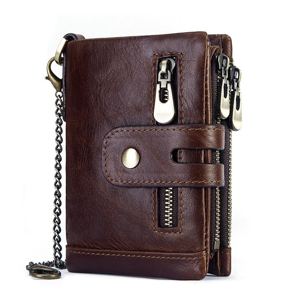 European and American first-layer kraft card bag men's short genuine leather wallet Father's Day