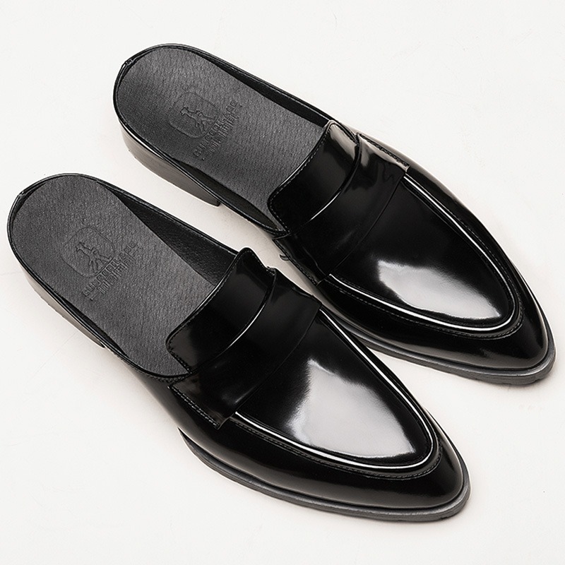 Men's Baotou Genuine Leather Half Slippers, Versatile Breathable Sandals, Personalized Heelless Lazy Beanie Shoes image 5