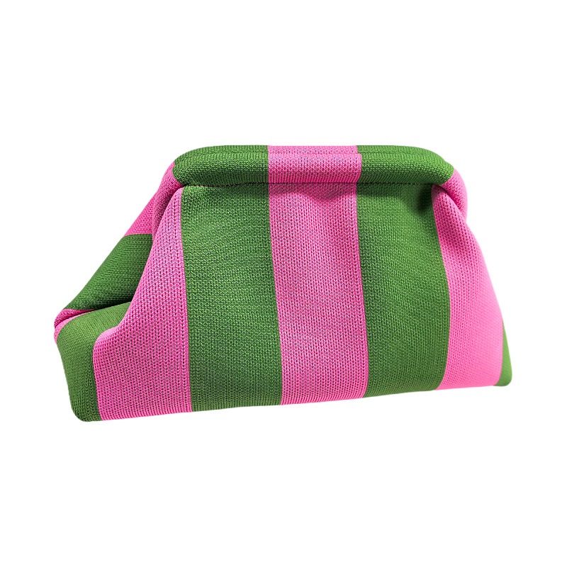 Fashionable and versatile new knitted clutch bag, striped contrasting color cloud bag, large