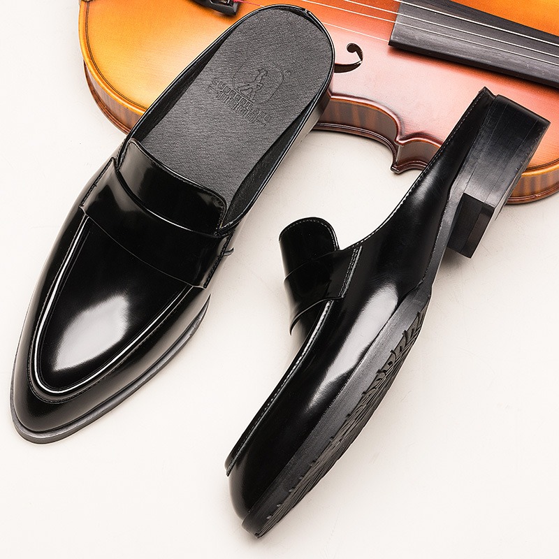 Men's Baotou Genuine Leather Half Slippers, Versatile Breathable Sandals, Personalized Heelless Lazy Beanie Shoes image 4
