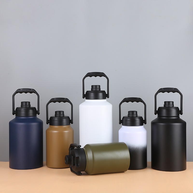 Double Wall Half Gallon Insulated Water Bottle Jug 64oz 128oz Stainless Steel Sports Water Flask