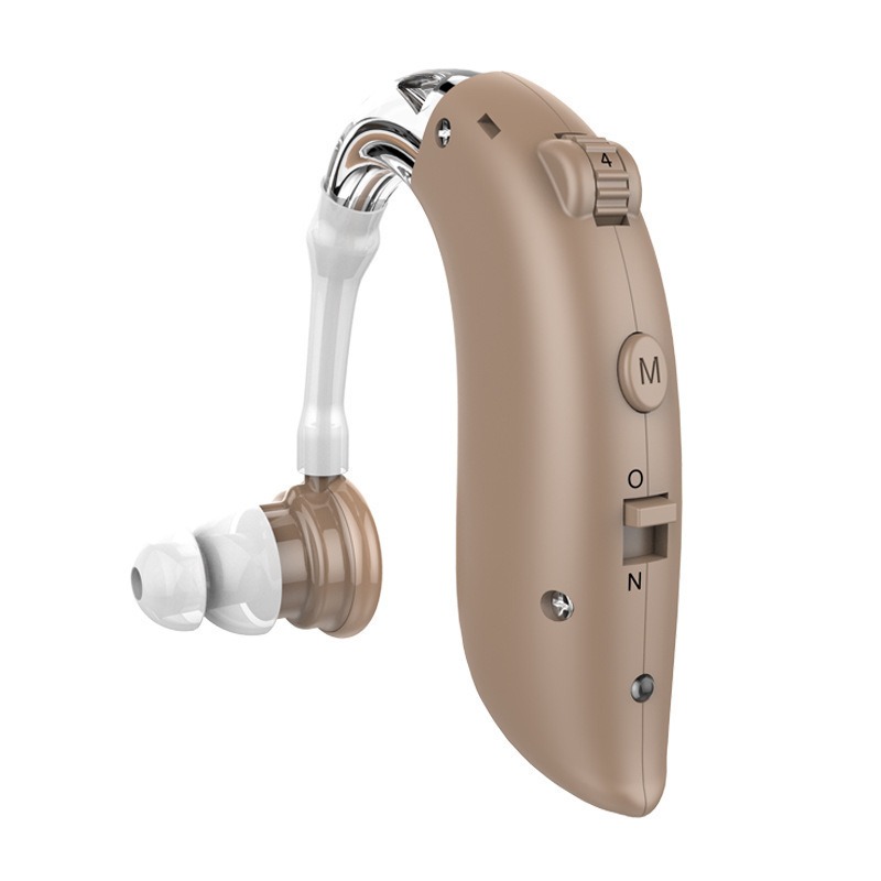 Warm beige hearing aid blending with natural skin tone
