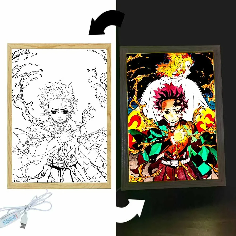 Anime Glass Painting (Rengoku & Tanjiro Demon top Slayer)