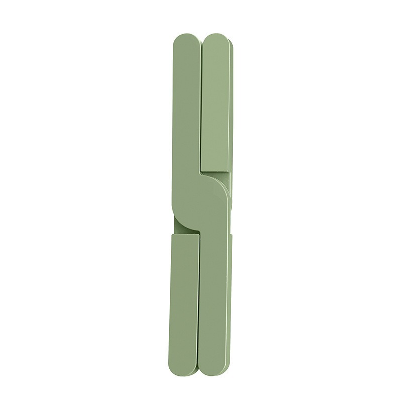 Sage matte silicone trivet showing rounded hinged construction
