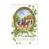 St. Patrick's Day garden flag with horse-drawn carriage, shamrocks, and a farmhouse scene, 12x18 inch outdoor decor.