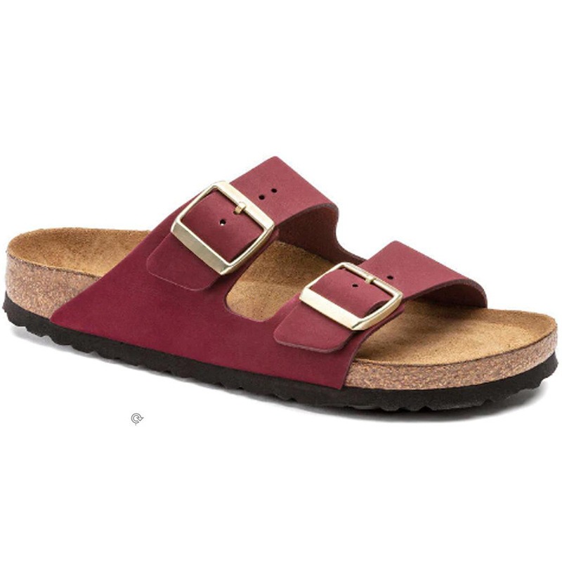 Wooden sole slippers for both men and women with frosted leather double breasted buttons image 5