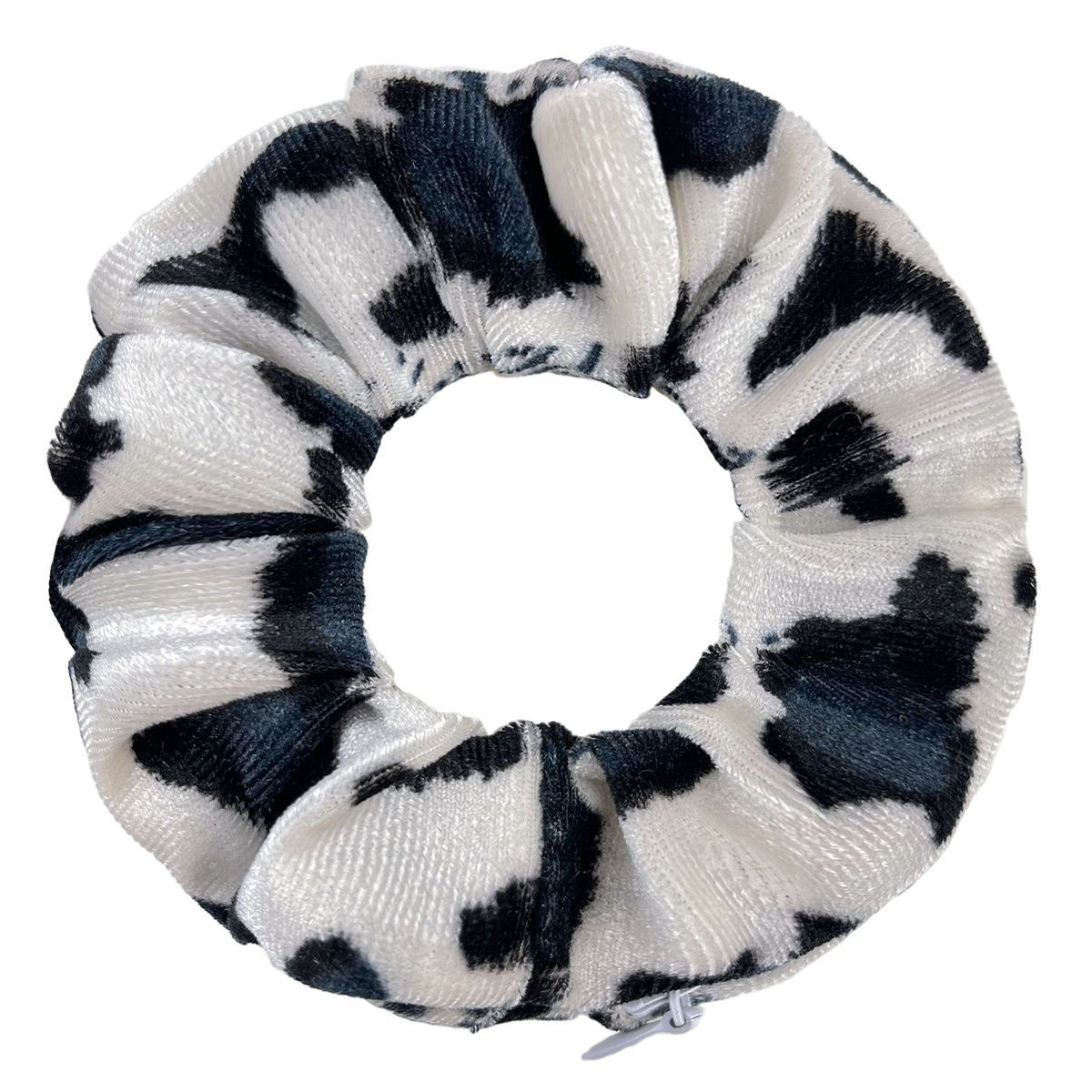 Bold cow-print velvet scrunchie with large loop