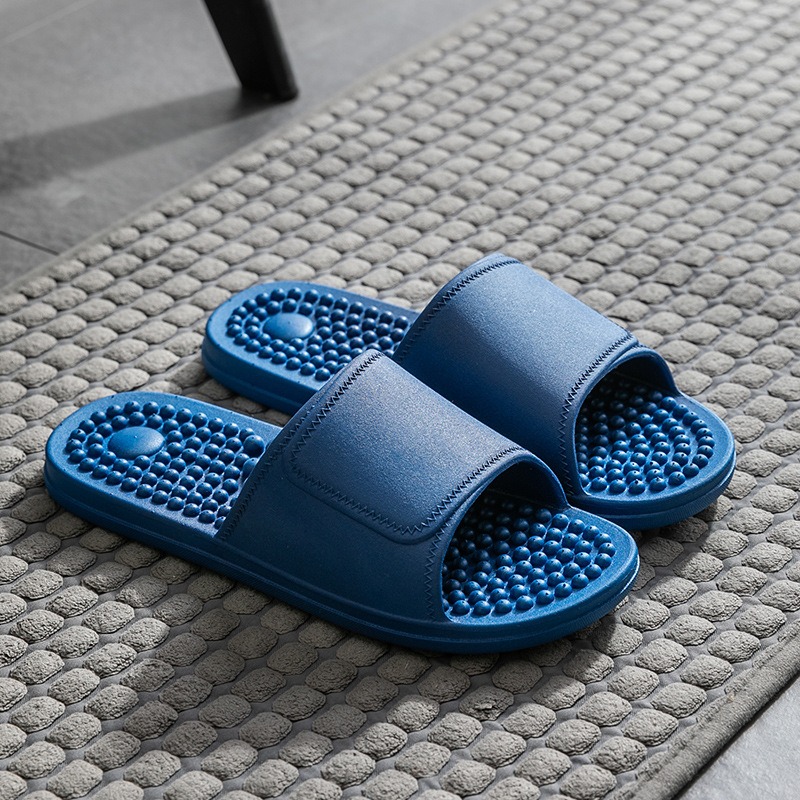 Summer Indoor Home Anti-skid PVC One-piece Thick Soles Massage Bathroom Slippers Unisex