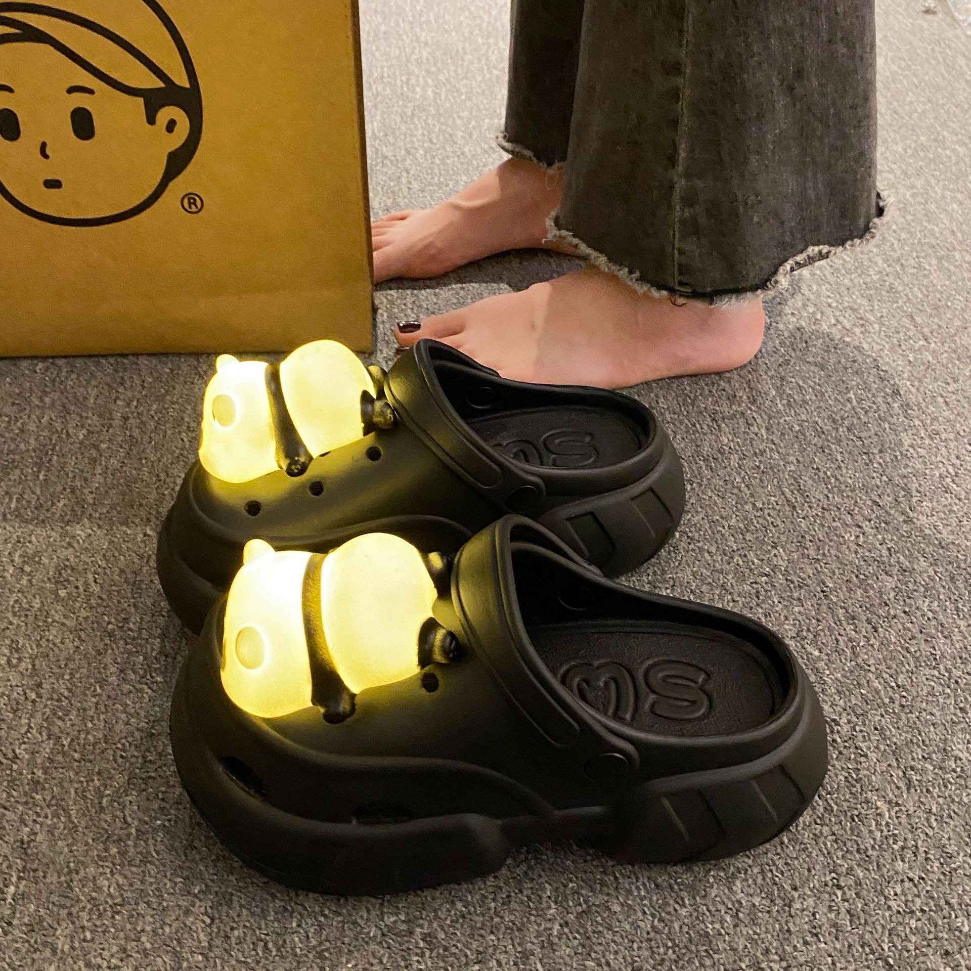 Cute Slipper With Panda Lamp Summer Sandales Femme Light Funny Woman Slippers Shoes Women image 5