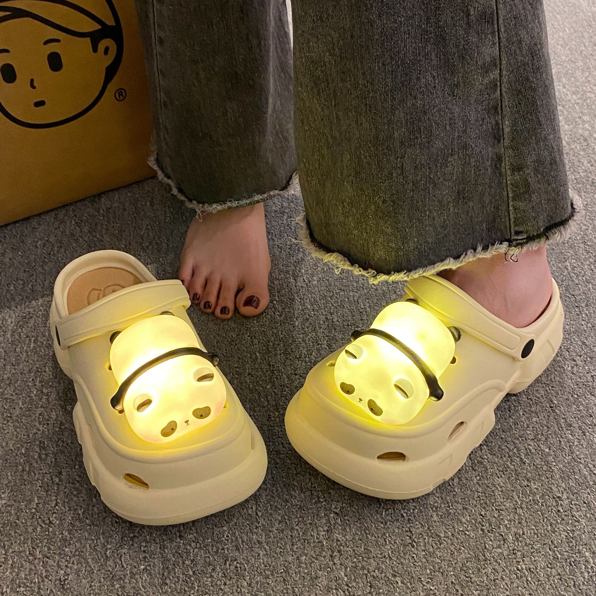 Cute Slipper With Panda Lamp Summer Sandales Femme Light Funny Woman Slippers Shoes Women image 8