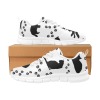 Men's breathable sneakers Model 055 featuring white uppers with black bear paw prints and bear graphics.