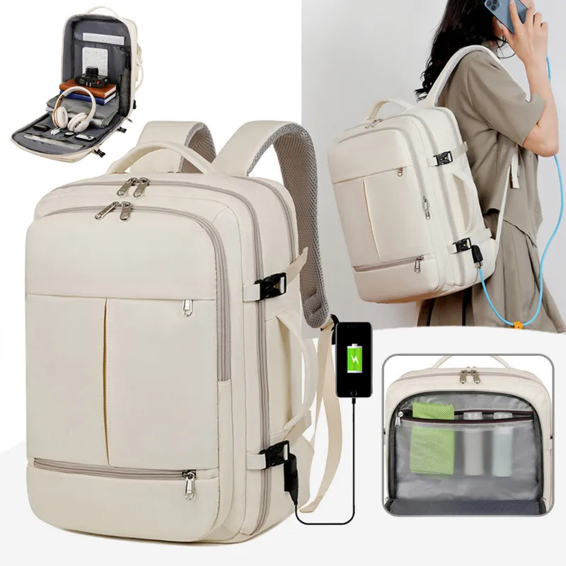 Large Capacity Backpack For Women Men Multiple Pockets And Zippers Versatile Computer Bags Business