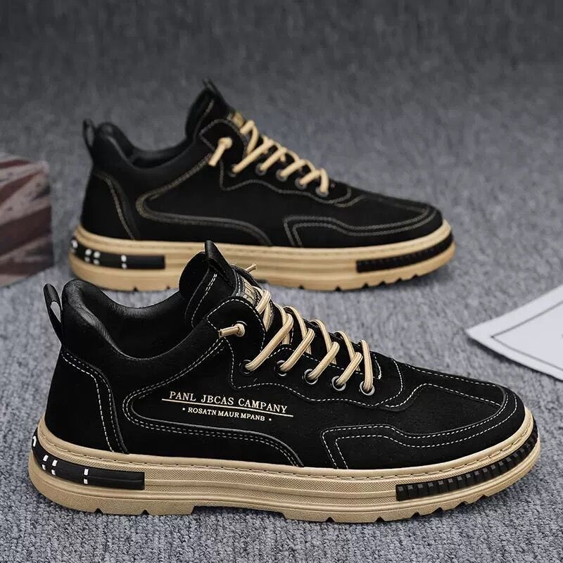 Men's spring breathable workwear shoes, men's trendy and versatile anti slip sports casual board shoes, work shoes