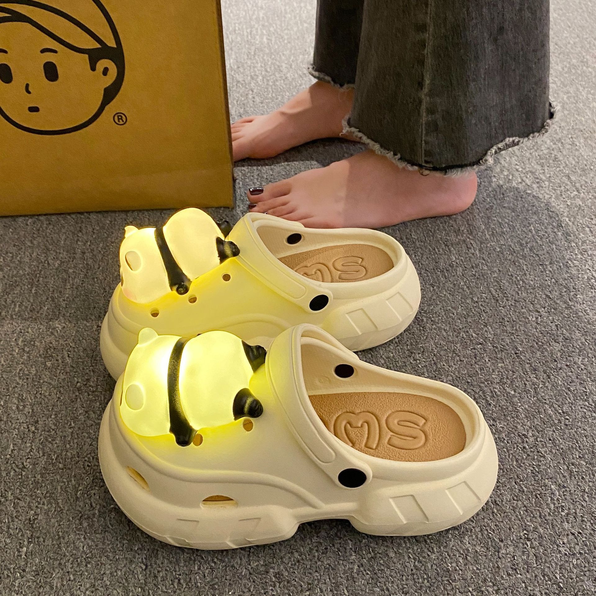 Cute Slipper With Panda Lamp Summer Sandales Femme Light Funny Woman Slippers Shoes Women image 4