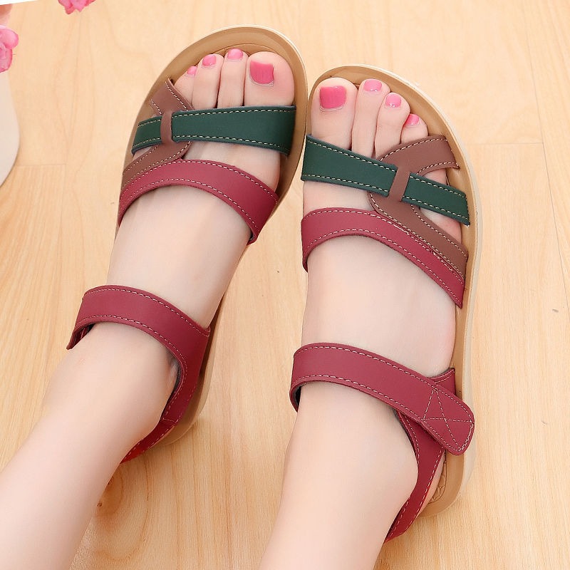Sandals for women with soft soles middle-aged flat shoes middle-aged and elderly women's shoes elderly sandals anti sl