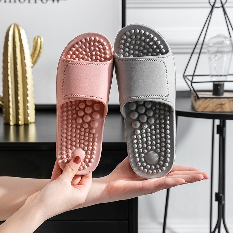 Summer Indoor Home Anti-skid PVC One-piece Thick Soles Massage Bathroom Slippers Unisex image 11