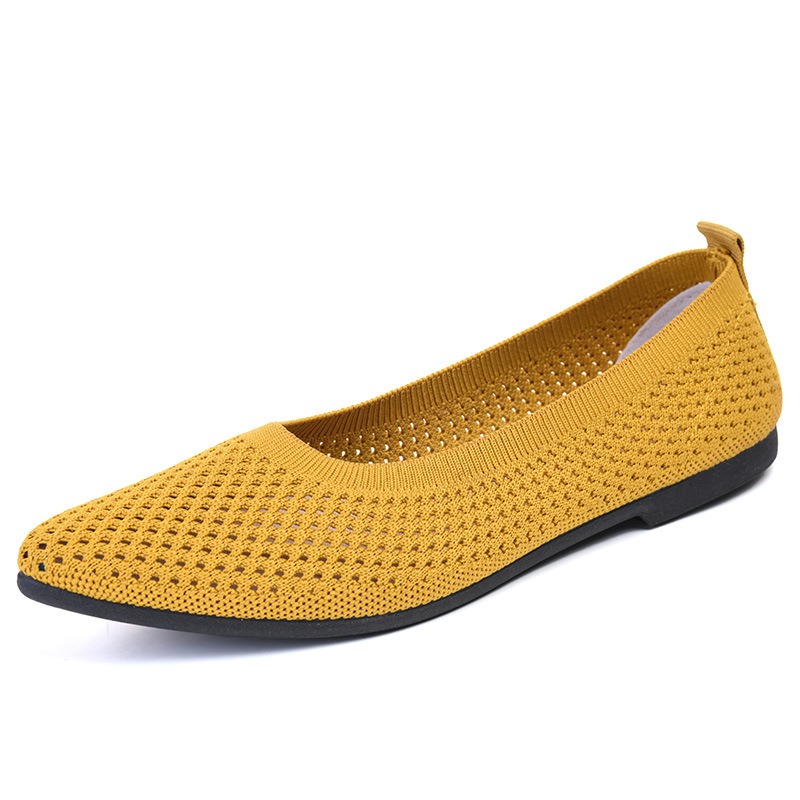 Summer solid color pointed flat bottomed women's shoes, casual breathable women's hollowed out cloth shoes image 5