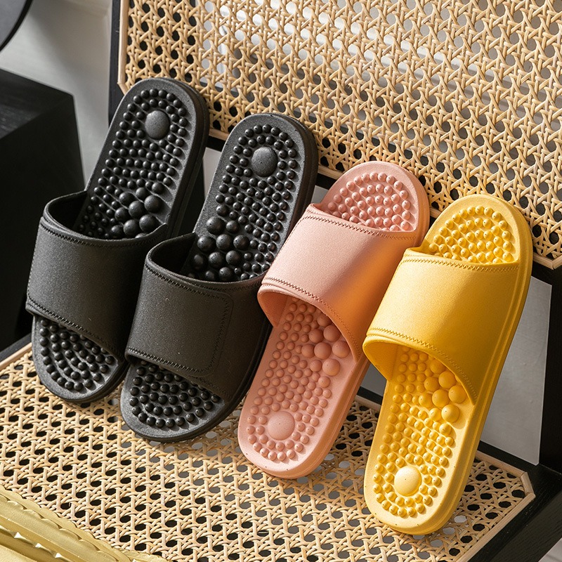 Summer Indoor Home Anti-skid PVC One-piece Thick Soles Massage Bathroom Slippers Unisex image 9
