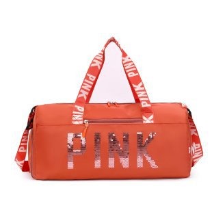 fitness bag, shoe compartment, dry wet separation bag, sports travel bag, shiny pink letter single