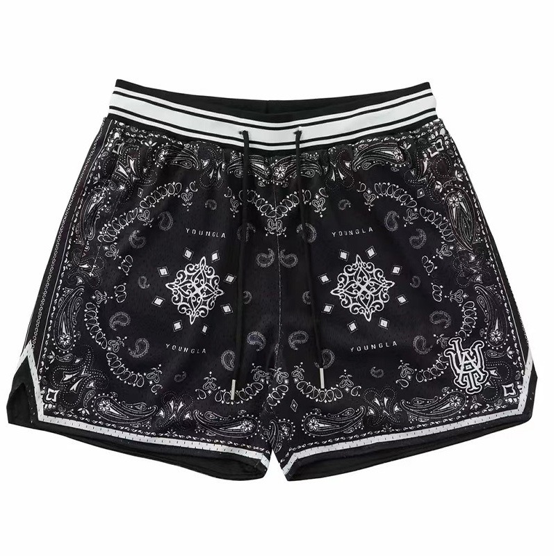 Mens Paisley Swim Trunks Bandana Print Mesh Summer Beach Shorts