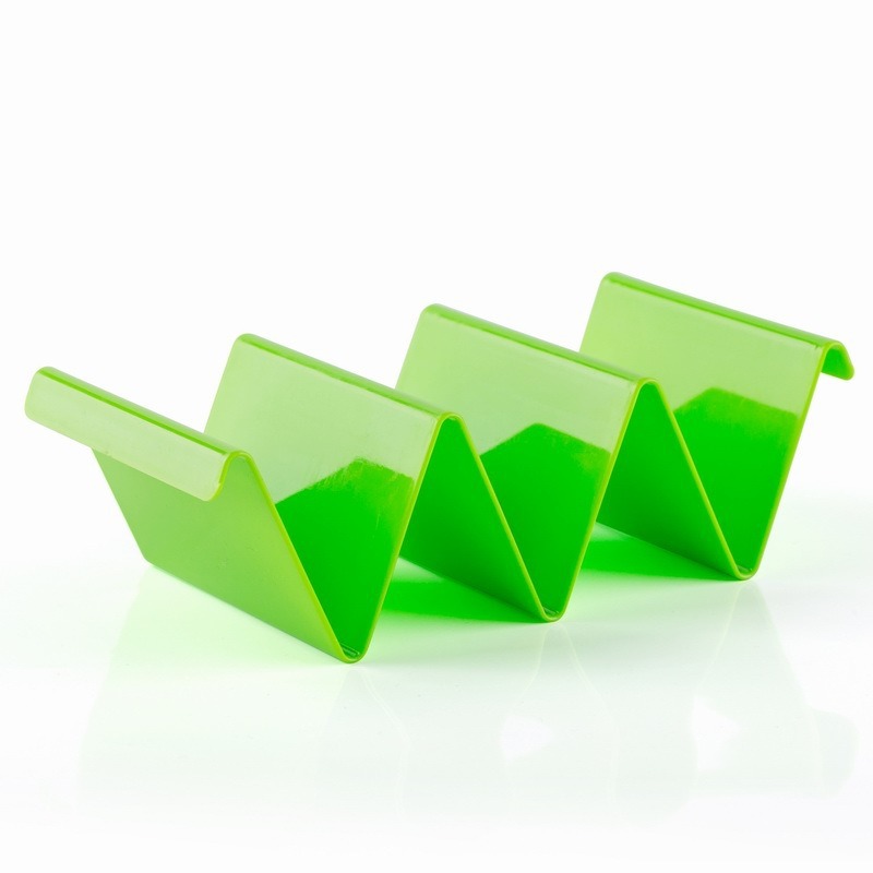 Glossy lime green holder with curved stabilizing compartments