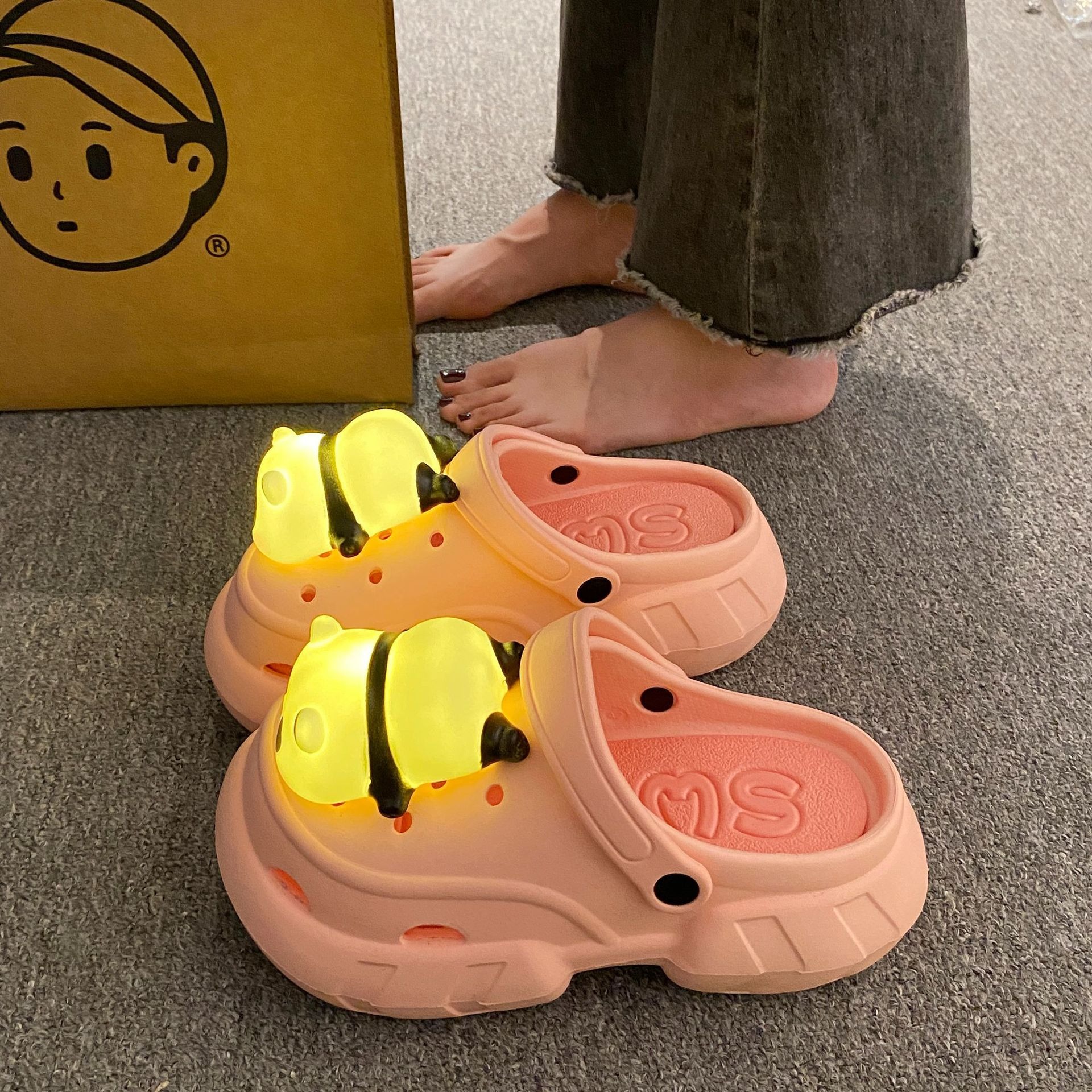 Cute Slipper With Panda Lamp Summer Sandales Femme Light Funny Woman Slippers Shoes Women image 3