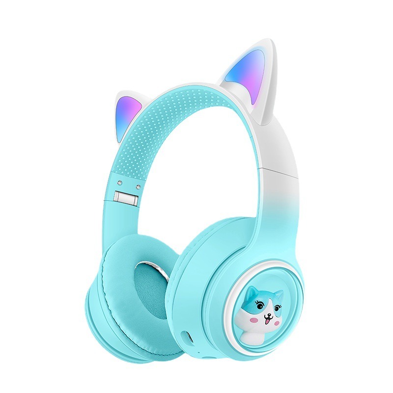 AKZ-02 light-emitting Cat's ears headworn Bluetooth headset subwoofer game video game wireless