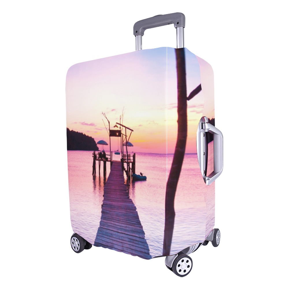 Dust-resistant luggage cover (26"-28") with pier design, elastic fabric for travel