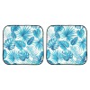 Two-piece car sun shade with a blue floral pattern, UV protection for small windshields