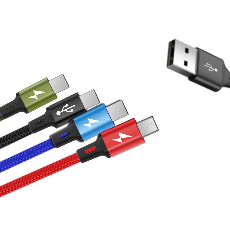 Nylon-Braided 1-to-4 Fast-Charging Cable, Dual Type-C 5