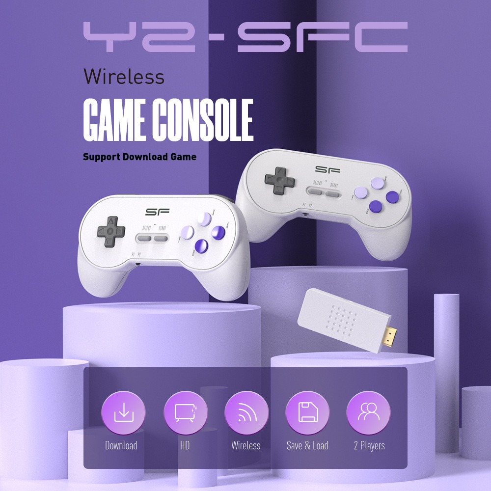 SFC Classic Retro Gaming Console Super SNES Wireless Doubles HD Gaming Console Y2 SF Mini