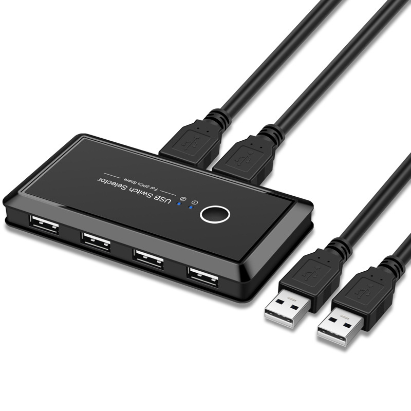 Printer sharer USB 2.0 two in four out splitter shared by two computers with a 4-port switch