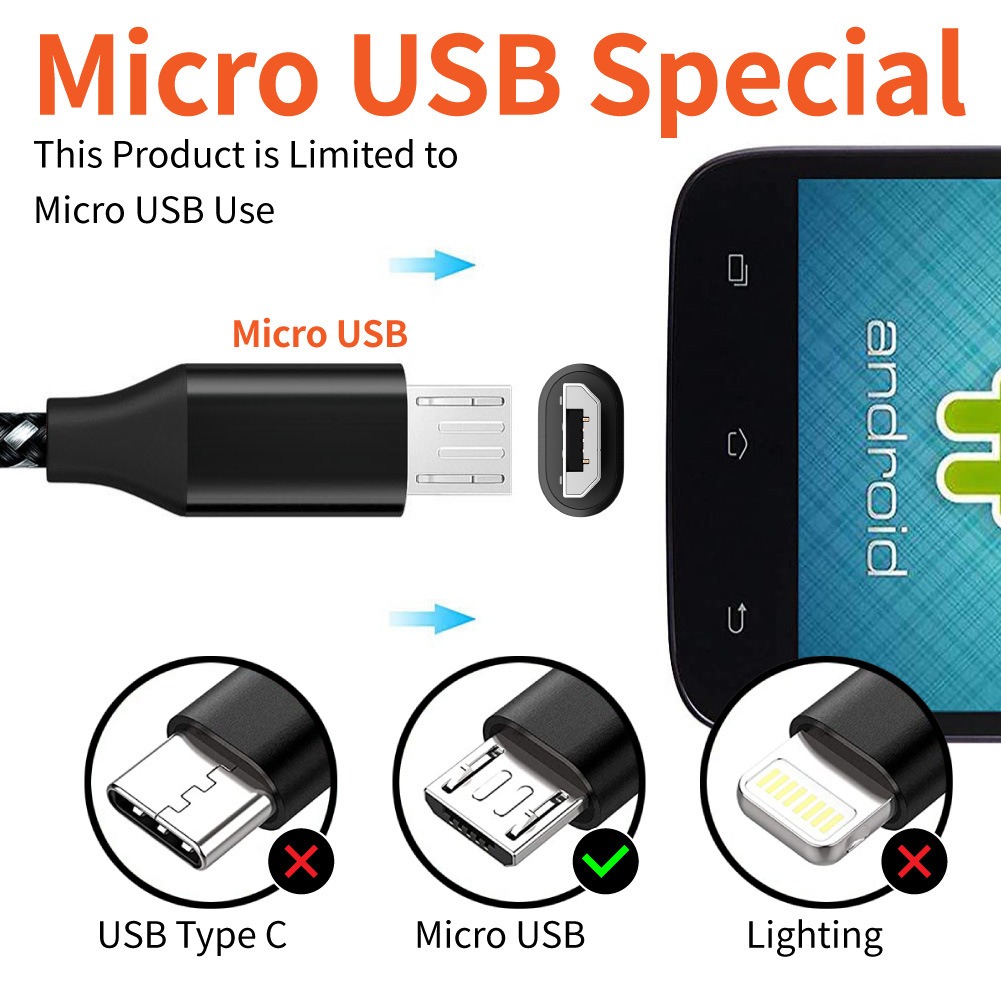 V8 Micro-USB Fast-Charging Cable, Braided Aluminum 2