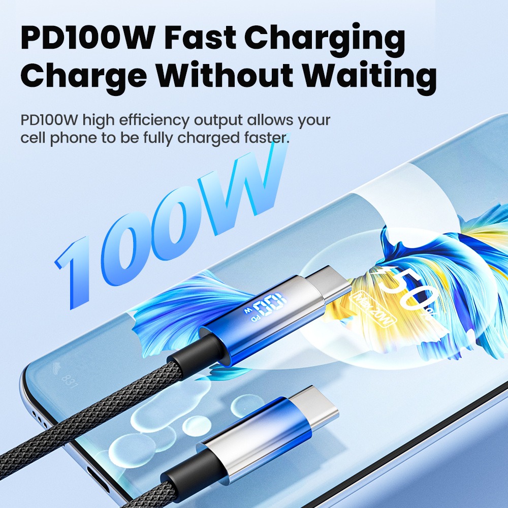 Type-C Fast-Charging Cable with Digital Display, 100W 2