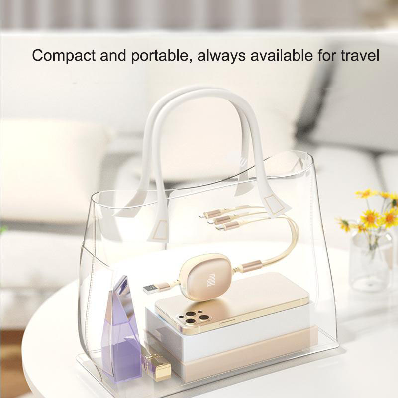 Retractable Aluminum 1-to-3 Fast-Charging Cable, 100W 2