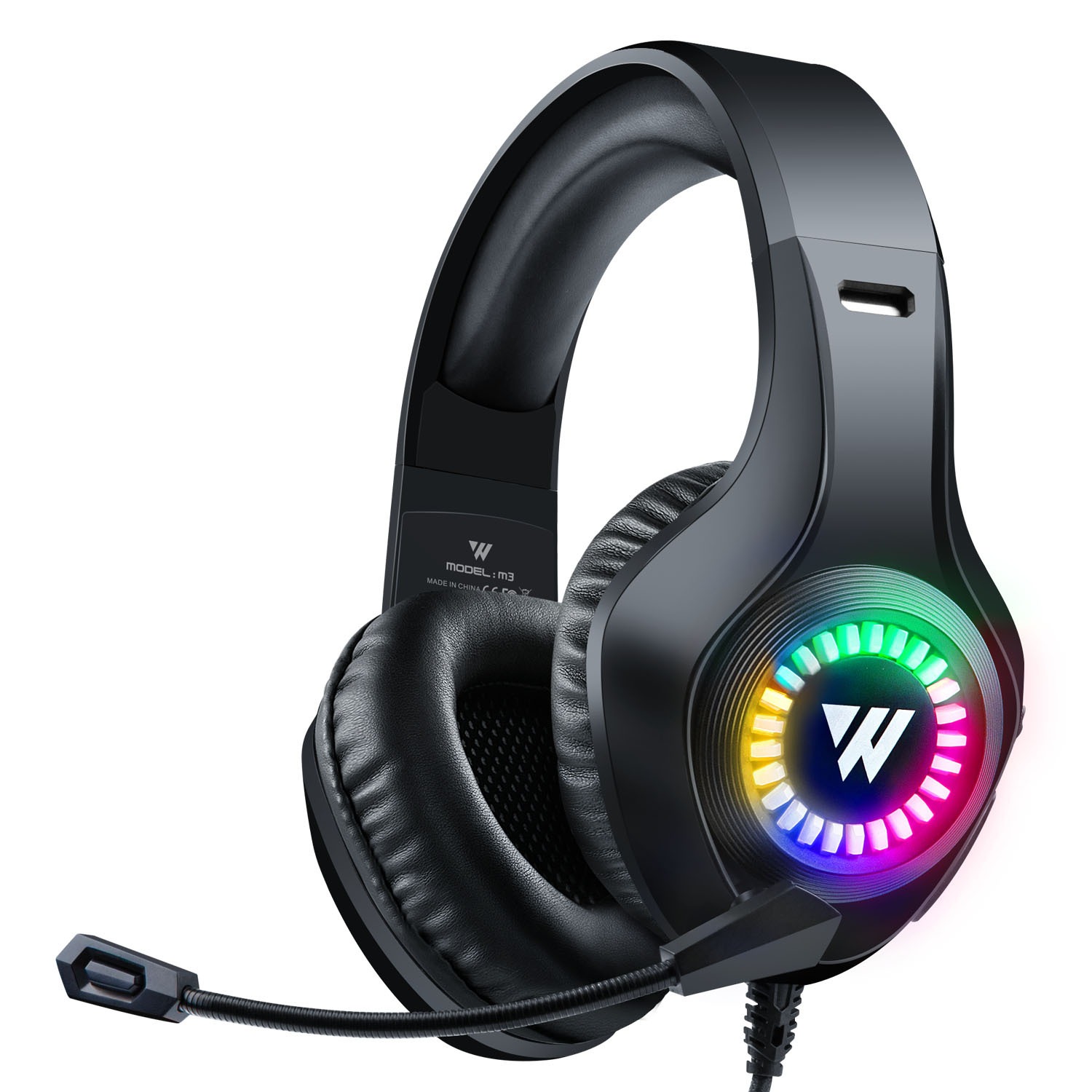 Head mounted gaming headphones wired e-sports luminous earphones mobile phones computers cool anchor