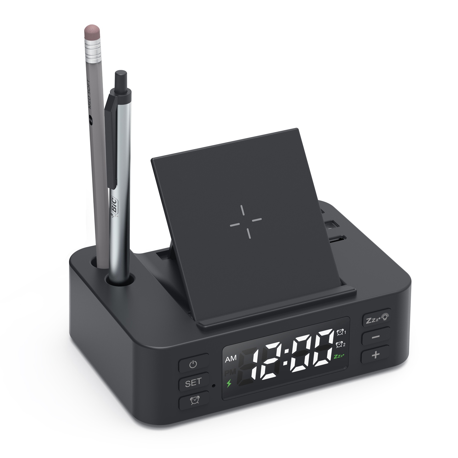 Clock wireless charging phone holder pen holder multifunctional 15W wireless charging fast