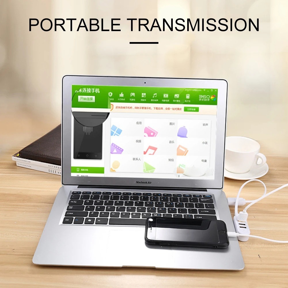USB 3-Port Splitter Hub for Charging & Data 3