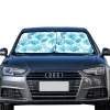Car sun shade for windshield, featuring a blue floral pattern, protecting car interior from sun damage, two pieces
