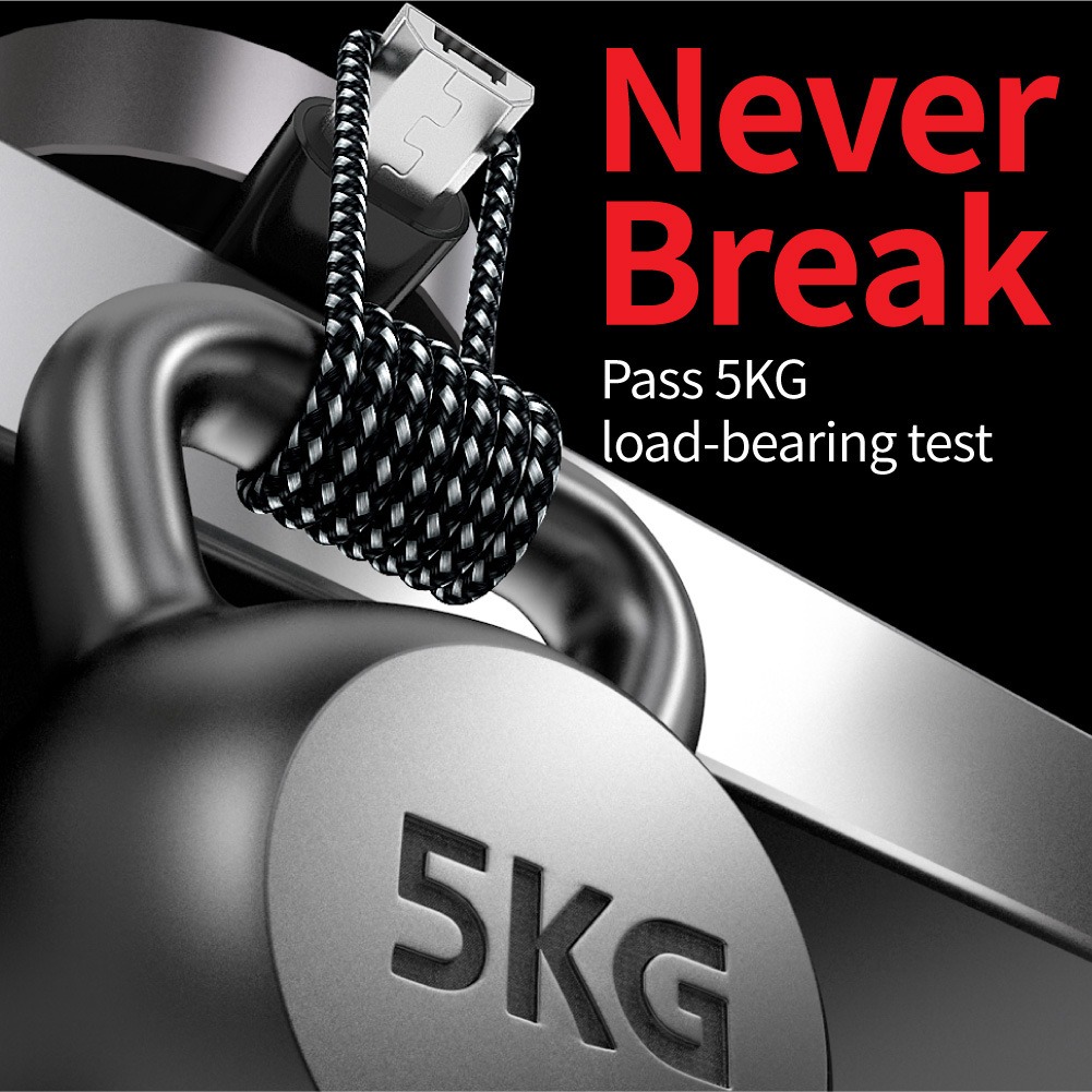 V8 Micro-USB Fast-Charging Cable, Braided Aluminum
