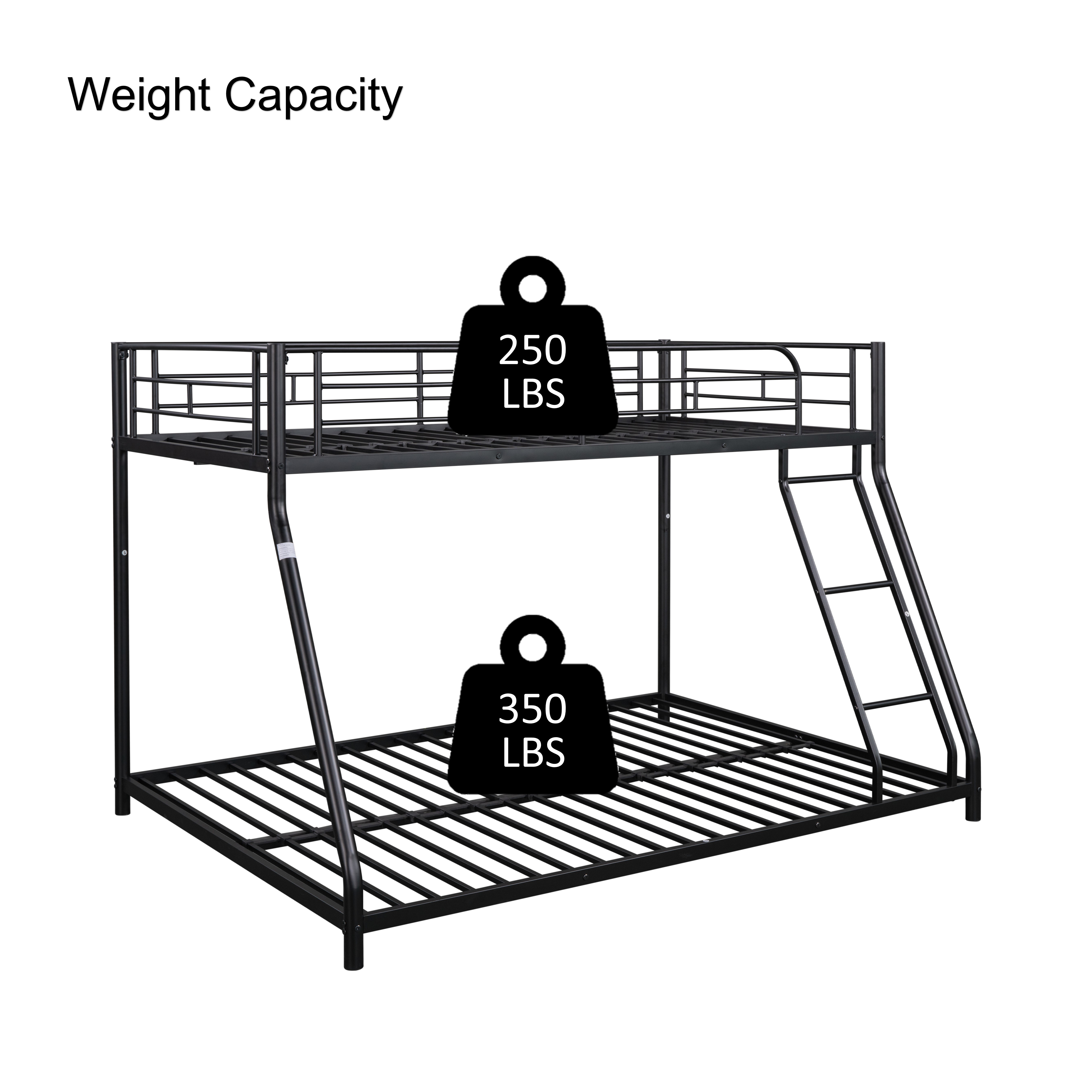 Weight capacity chart showing 250 LBS upper and 350 LBS lower